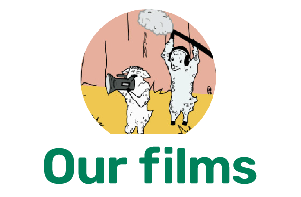 a cartoon lamb reading the news