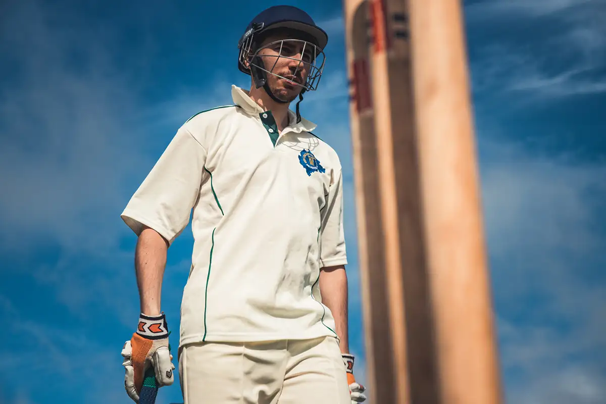 cricketer
					at the stumps